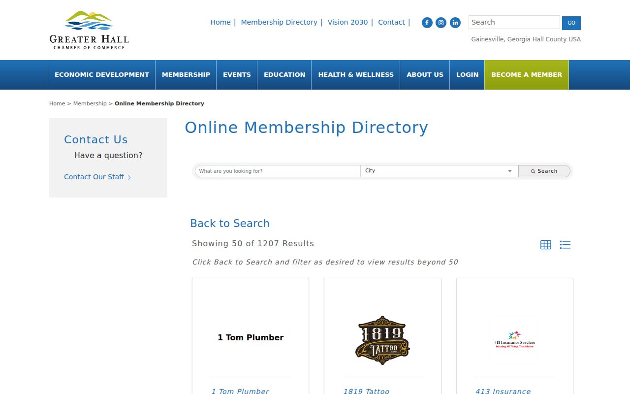 Greater Hall Chamber directory search for organizations near Gainesville neighborhoods