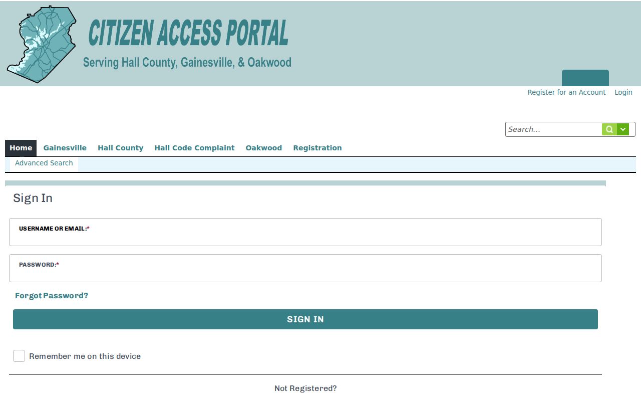 Gainesville and Hall County Citizen Access Portal for address-based permits and code records